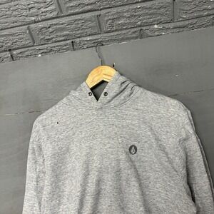 Volcom Mens Stone Logo Pullover Hoodie Heather Gray Large Skate Sweatshirt